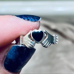 Final Price Sterling Silver & Black Claddagh Ring